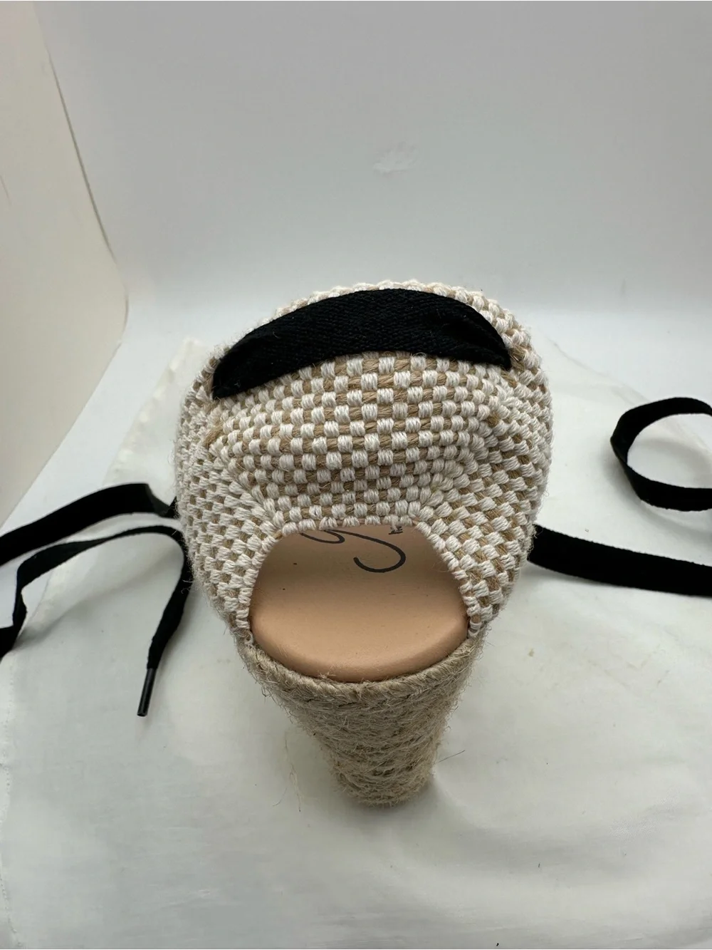 Gaimo Spain Closed Toe Women’s Black Espadrille Wedge Sandals with Ankle Wrap
